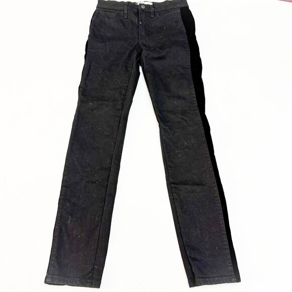 Madewell Black 9" High-Rise Skinny Tuxedo Accent Stripe Style Jeans Size 27T - Picture 2 of 6